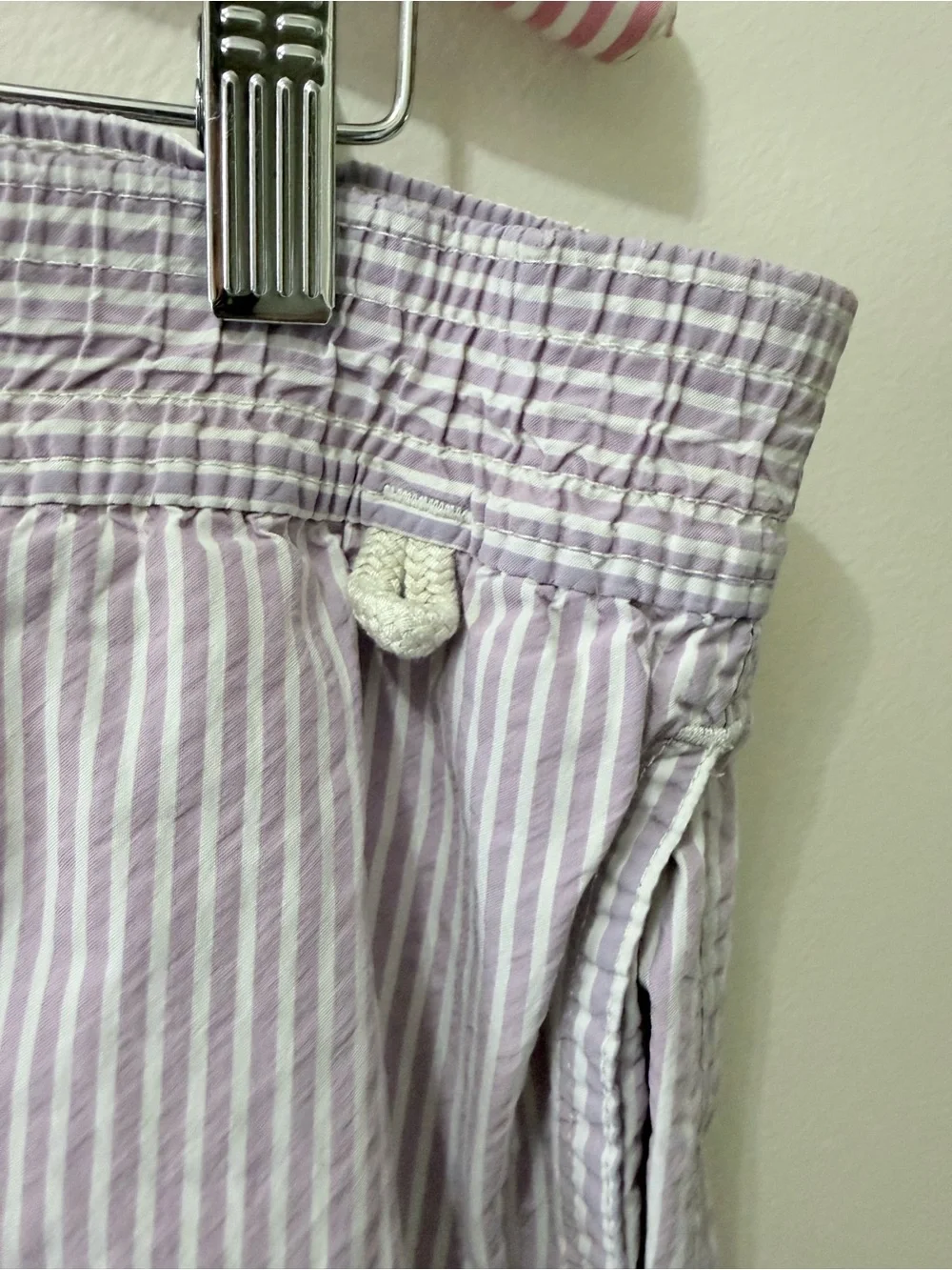Polo Ralph Lauren Men's Swim Shorts Swimsuit Seersucker Pony Logo Purple White S